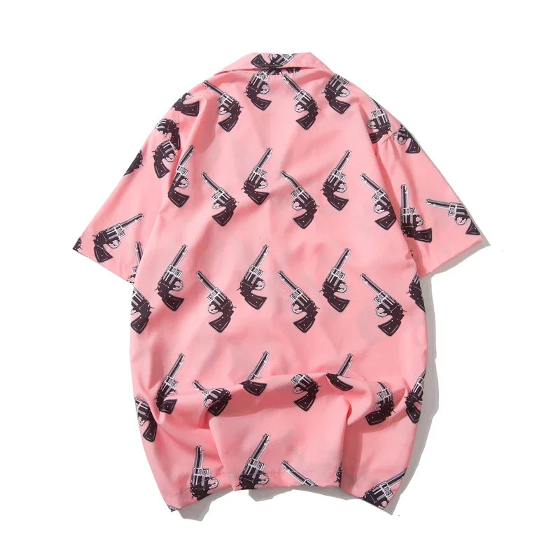Dark Icon Printed Turn-down Collar Street Men's Shirt 2019 Summer Vintage Hip Hop Shirt Streetwear Shirts for Men Street King Limited