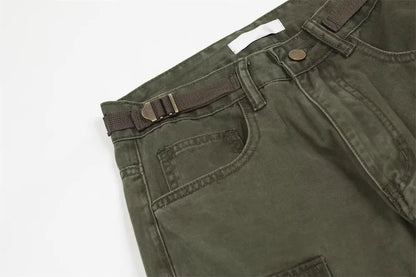 new multi pocket heavy industry washed cargo pants mens high rise loose y2k vintage streetwear oversized straight leg jeans unique cargo style 803