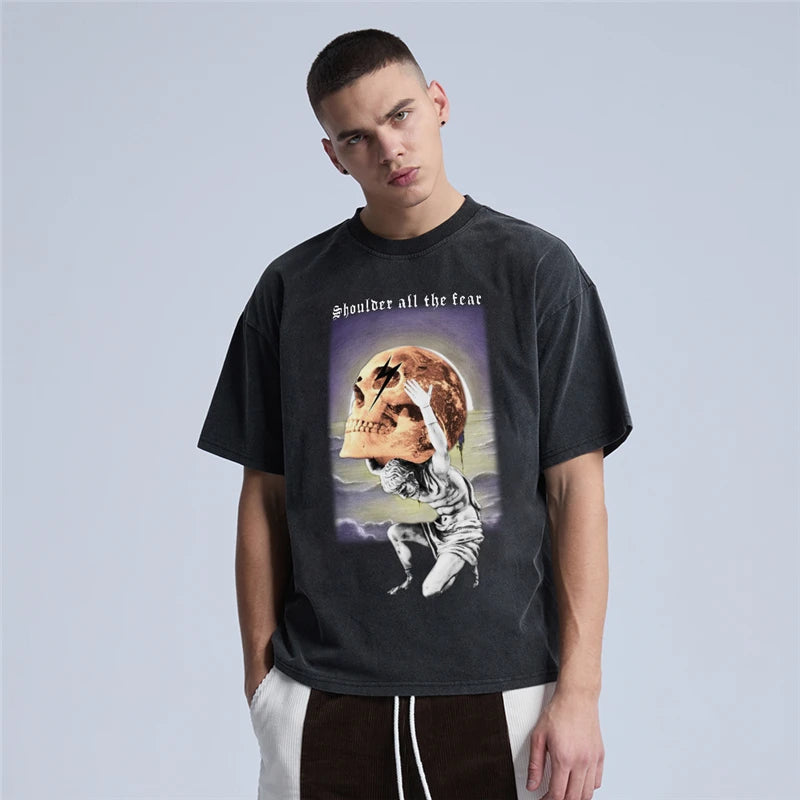 Rainbowtouches Washed T Shirts Men's Casual Clothing Popular Oversized T-shirt Fashion Design Vintage Street Wear Stylis Street King Limited