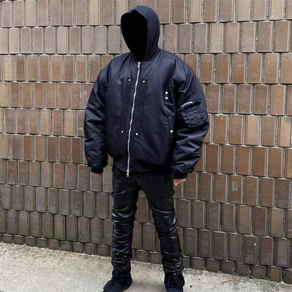undermycar 2023 new high street fashion brand high quality multi pocket flight jacket cotton coat black menswear bottoms