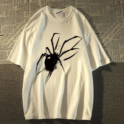 Pure cotton American retro T-shirt trendy brand spider short sleeved men and women summer loose ins trend couple T shirt y2k top Street King Limited