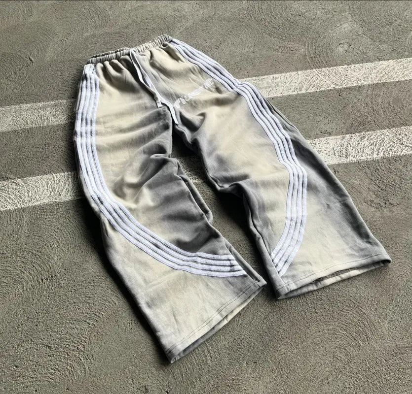 y2k american hip hop rock fashion letter striped nine point pants street fashion brand harajuku retro oversized couple trousers unique default style 3287