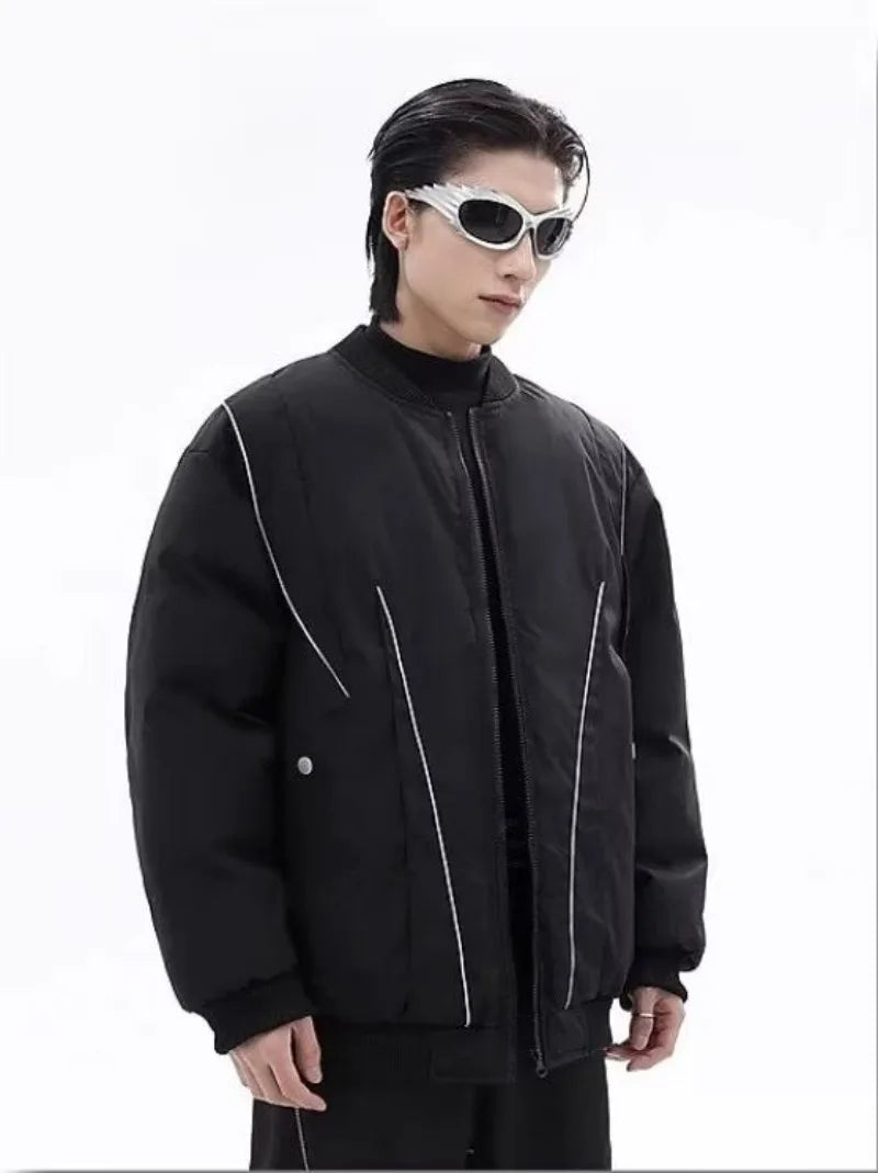 Winter Thickening Flying Baseball Uniform Solid Multi Pocket Simplicity Warm Cotton Jacket 2024 New Streetwear Male Parkas Street King Limited