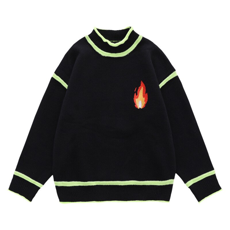 "Fire Flame" Unisex Men Women Streetwear Graphic Sweater Daulet Apparel