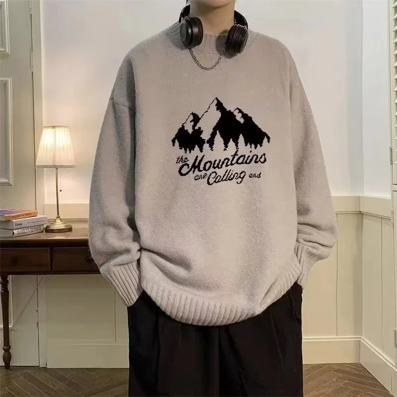 New High Street Graphic Print Knitted Sweater For Men Hip Hop Letter Pullovers Femme 2025 Autumn Casual Y2K Vintage Knitwears Street King Limited
