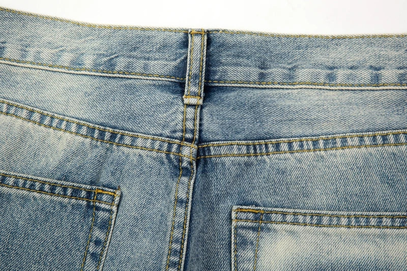 ripped hole distressed black blue washed mens jeans straight casual baggy pockets pencil pants streetwear loose denim trousers unique jeans style 1882