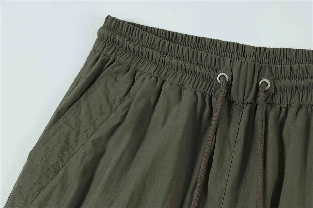 Men Solid Color Pants Y2K Pleated Joggers Baggy Pants Hip Hop Casual Drawstring Waist Quick Drying Trousers Street King Limited