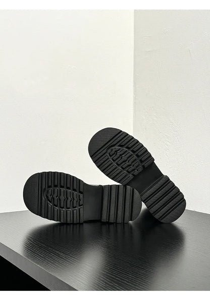 Men High Quality Genuine Leather Streetwear Fashion Casual Hip Hop Derby Shoes Cow Leather Rubber Foam Sole High Heels Shoes Street King Limited