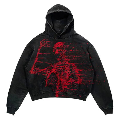 Y2k Skull Print Hoodie Streetwear Harajuku Oversized Skull Vintage Couples Sweatshirt Goth High Quality top Hoodies Men Clothing Street King Limited