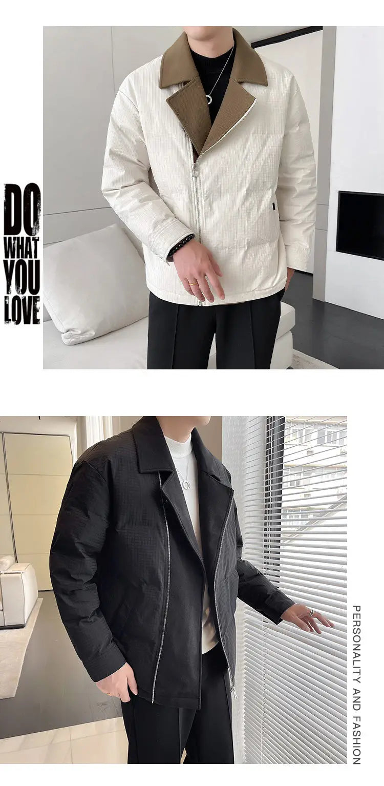 winter suit collar splice cotton padded jacket men business casual fashion plus size parkas jacket thick warm coat man outerwear unique default style 1488