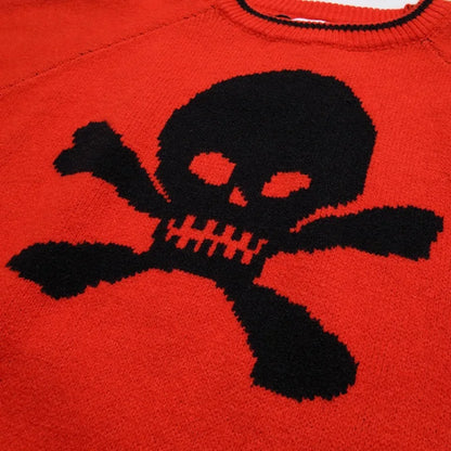 Hip Hop Knitted Sweater Mens Autumn Winter O-neck Skulls Pullover Streetwear Casual Warm Loose Sweaters Unisex Jumpers Knitwear Street King Limited