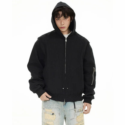 spring autumn hood bomber jacket men streetwear fashion loose casual hooded short cargo jacket cityboy coat outerwear military streetwear pants