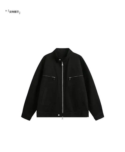 spring autumn fashion motorcycle jacket men stand collar loose casual korean streetwear vintage cargo jackets coat outerwear unique cargo style 223