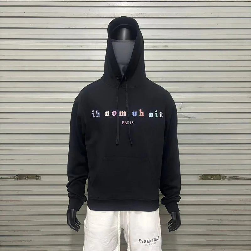 Black Rice White IH NOM UH NIT Hoodies Roses Masked Men Printing Loose Casual Lovers Men Woman Pullover Sweatshirts Street King Limited
