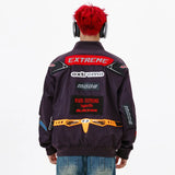 Men Racing Jacket Oversized Harajuku Hip Hop Streetwear Patch Silhouette Motorcycle Coat Winter Zipper Top Unisex Street King Limited