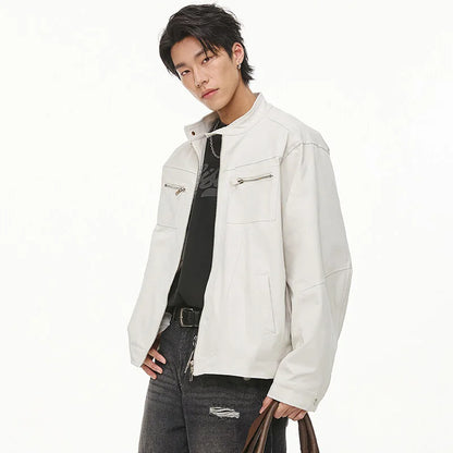 men retro casual stand collar streetwear fashion loose lightweight short motorcycle jacket women spring autumn coat outerwear casual urban shorts