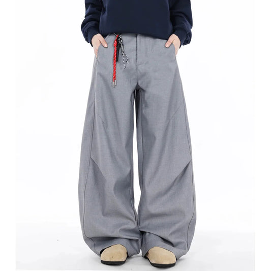 men women american streetwear fashion loose casual vibe hip hop cleanfit wide leg suit pant boyfriend harem pants trousers clean everyday pants