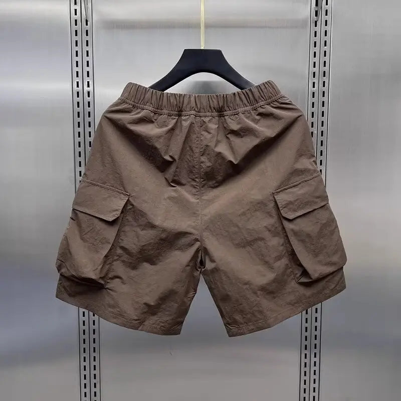 Men Shorts Summer Outdoor Glossy Cool Feeling Quick Dry Wide Leg Pants Functional Wind Large Pockets Trendy Men Workwear Shorts Street King Limited