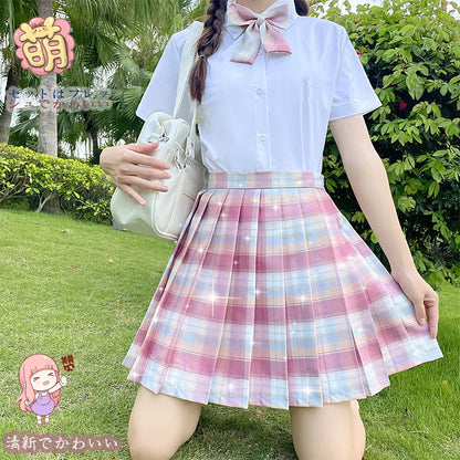 Jk Uniforms Gyaru School Uniform for Girl Student Pleated Skirt Uniform Set Women Short Sleeve Bow Tie Seifuku Japanese Style Street King Limited
