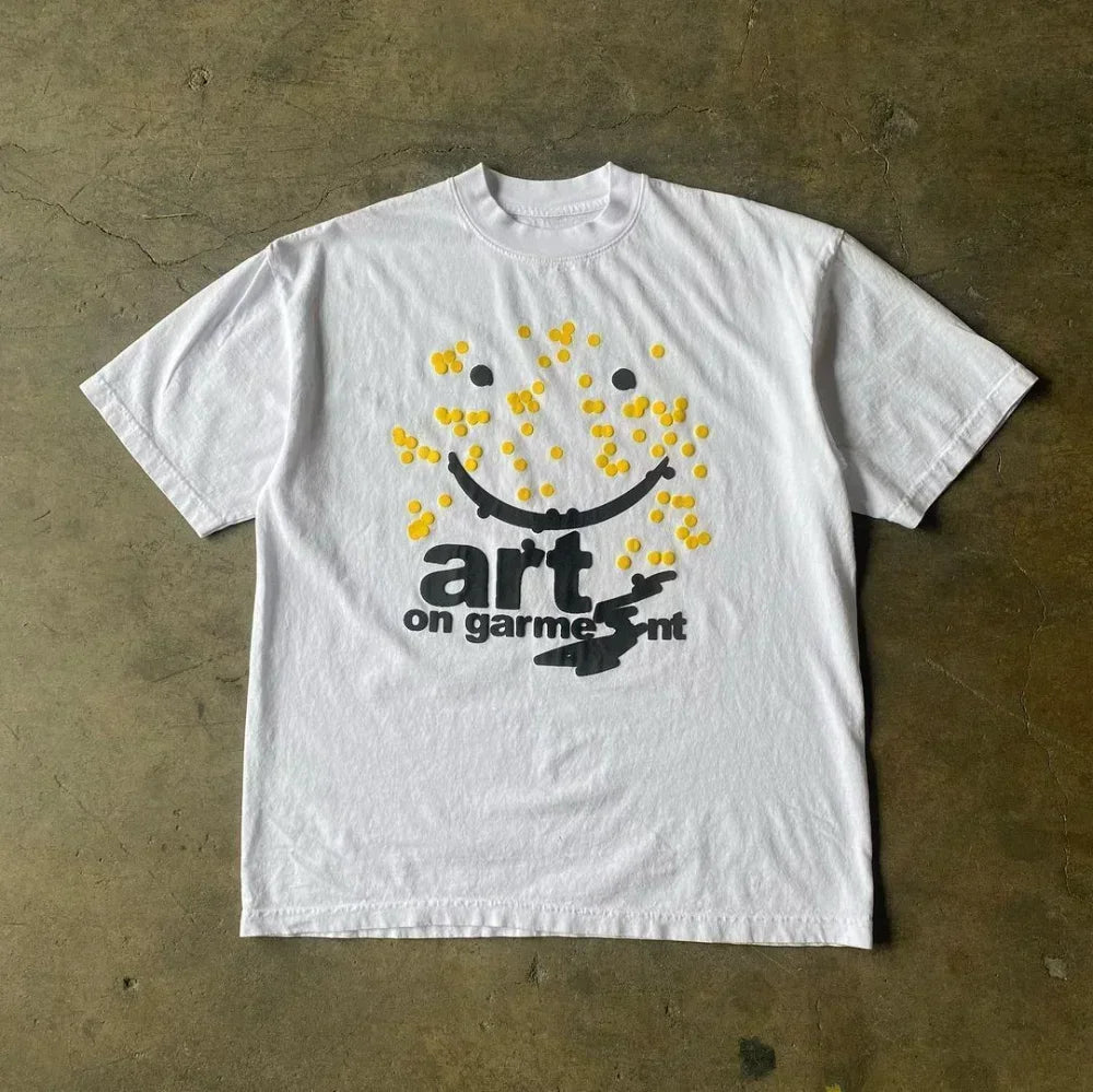 American Y2K New Popular Pattern Printing Cotton Spot T-shirt Men Street Hip Hop Vintage Loose Short Sleeve Casual Joker T-shirt Street King Limited