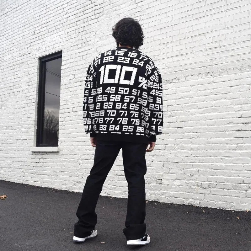 Jacquard pattern retro high street top warm Y2k women's sweater pullover knitted cardigan button super street top Street King Limited