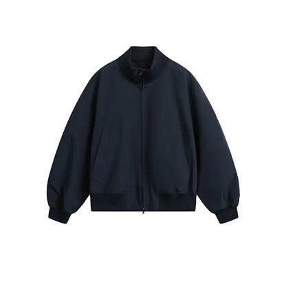 short design stand collar bomber jacket men korean streetwear fashion loose casual vintage bomber jacket coat cityboy outerwear unique shorts style 550