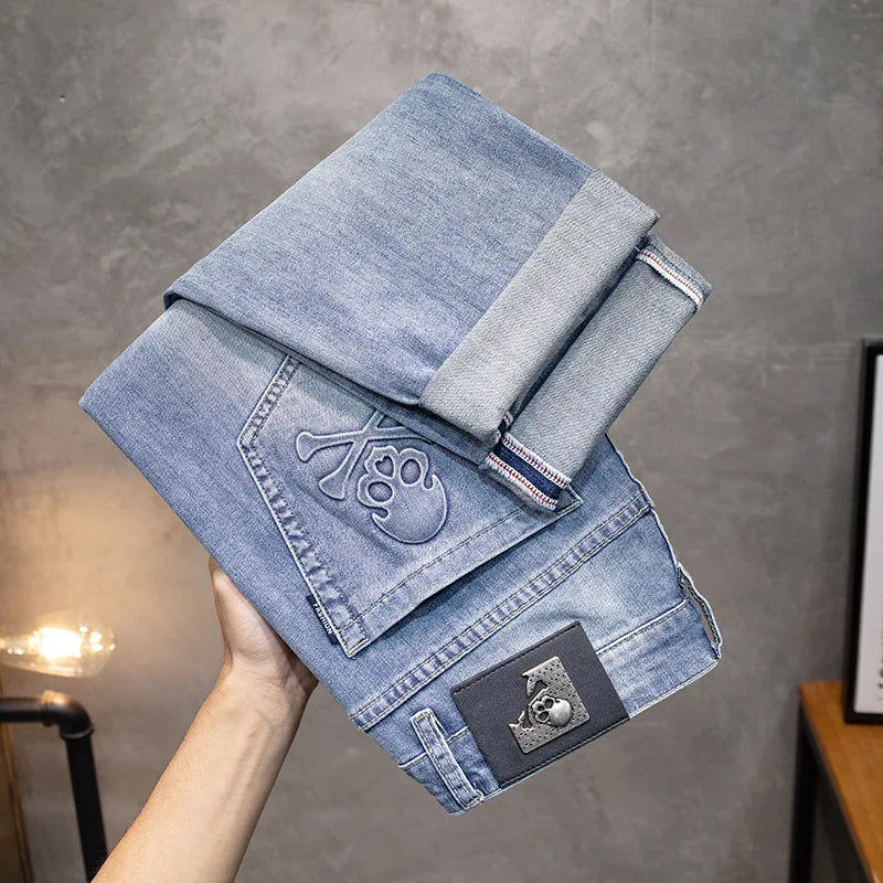 high 2023 new classical pirate metal skull bone luxurious embroidered jeans cotton denim pants comfort casual jeans 28 38 204 unique jeans style 67