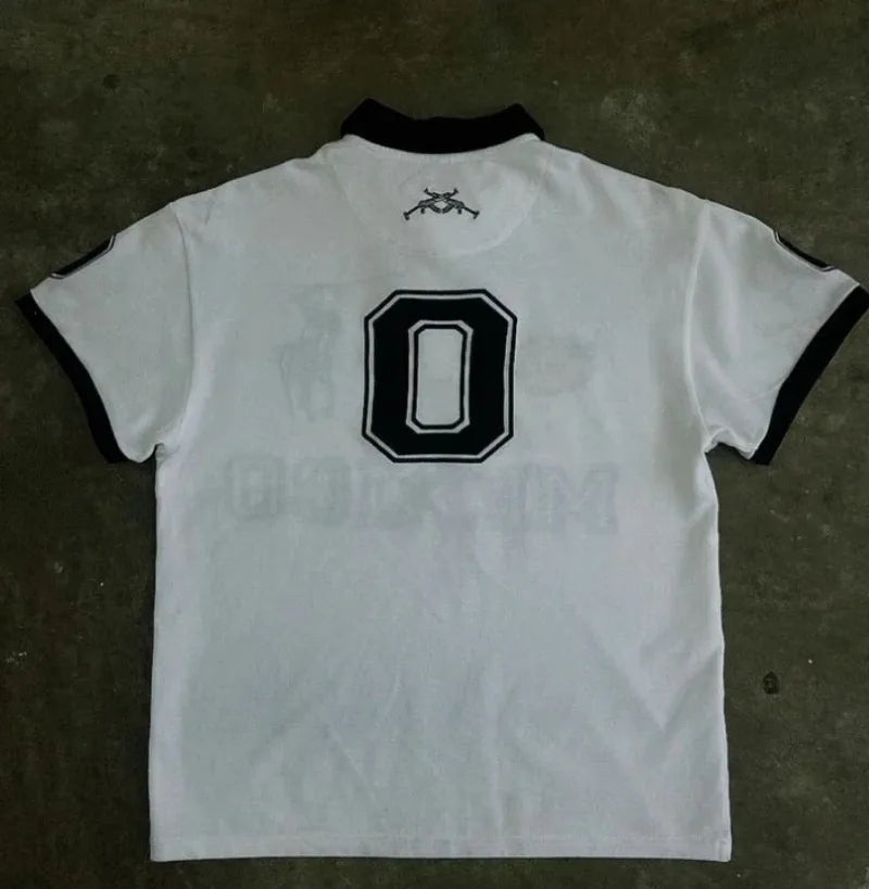 Streetwear American Street Hip Hop Fashion Letter Printed Lapel Short Sleeved Y2K 2024 American Street Hip Hop Fashion Letter Printed Lapel Short Sleeved Y2K Rock Punk Retro Casual Loose Polo Shirt Tops Men Fashion Sweater Jacket With Graphic Design For Men