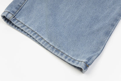 New Contrast Color Pockets Washed Blue Baggy Denim Trousers Mens and Women Straight Patchwork Loose Casual Jeans Oversize Cargos Street King Limited