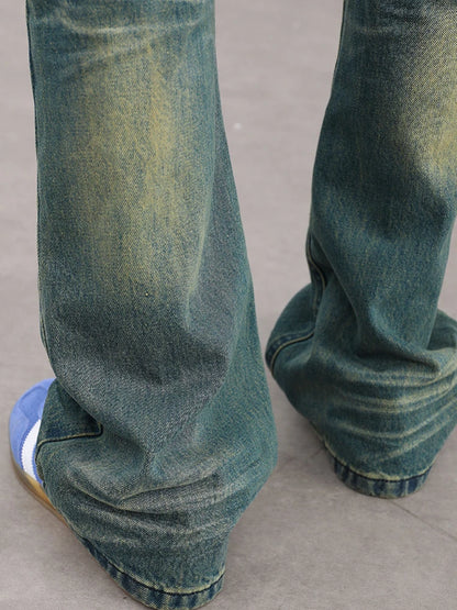 retro washed denim baggy jeans pants unisex hip hop fashion streetwear harajuku patchwork loose flare straight pants joggers men sporty tapered joggers