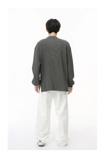 Men's  V-neck Long Sleeve T-Shirt Tops Clothing Autumn Korean Style Lazy Simple Solid Color Casual Pullover Bottoming Shirt Street King Limited