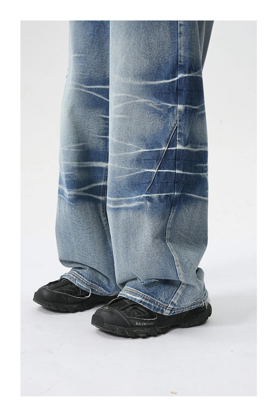 vintage blue baggy jeans man loose straight denim pants harajuku hip hop jeans trousers men unique jeans style 4717
