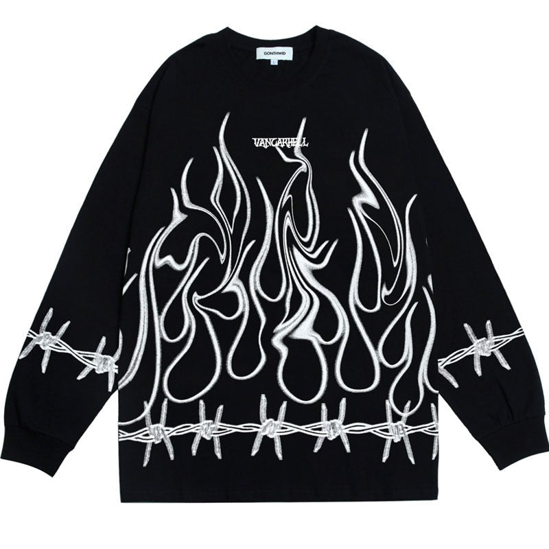 "White Flame" Unisex Men Women Streetwear Graphic Sweater Daulet Apparel