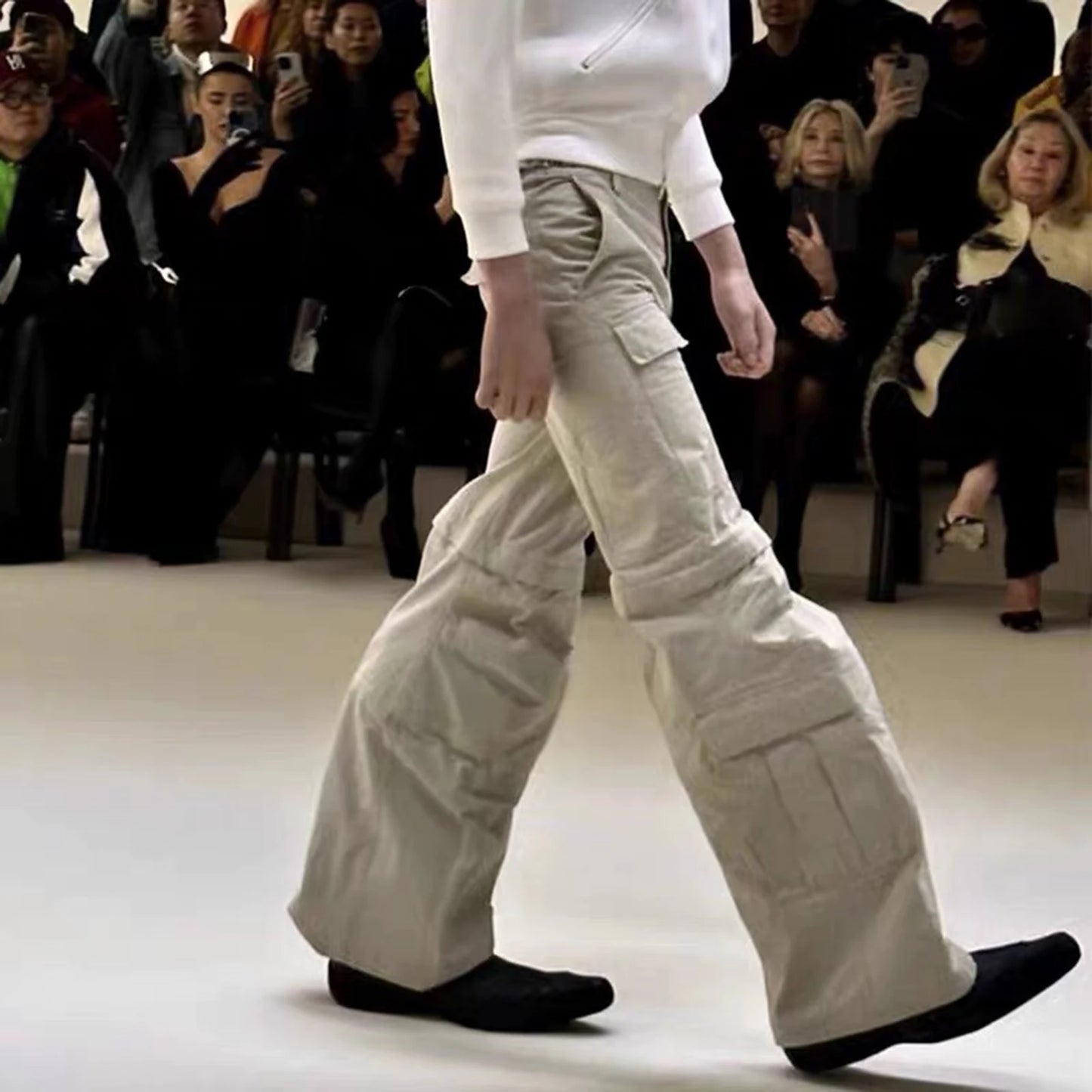 y2k high street flared cargo multi pocket detachable workwear pants for men and women solid ropa hombre overalls oversized unique cargo style 349