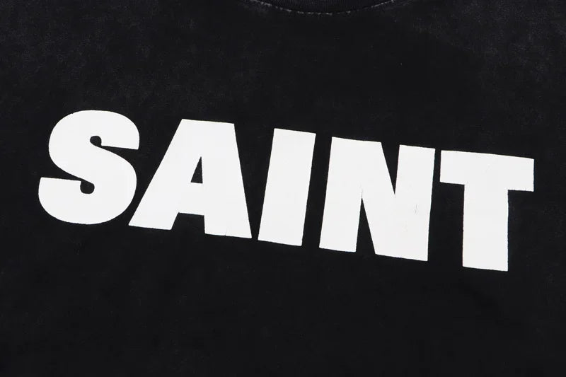 Newest Saint T-shirts Letter Pattern Tops Tee Men Woman Spring Best Quality Casual Crewneck Short Sleeve Street King Limited