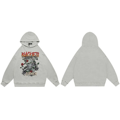 "Black Rose" Unisex Men Women Streetwear Graphic Hoodie Daulet Apparel