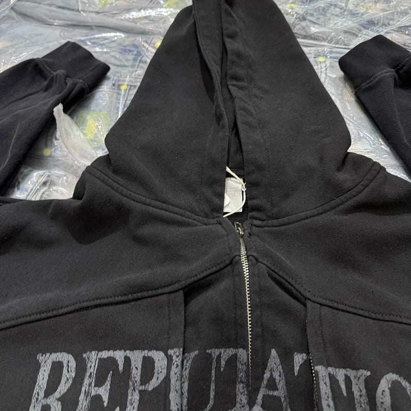 Double zipper hooded cardigan jacket Street King Limited