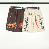 Cactus Jack Letter Graffiti Terry Summer Shorts Men and Women Drawstring Joggers Washed Oversized Casual Five-point Pants Street King Limited