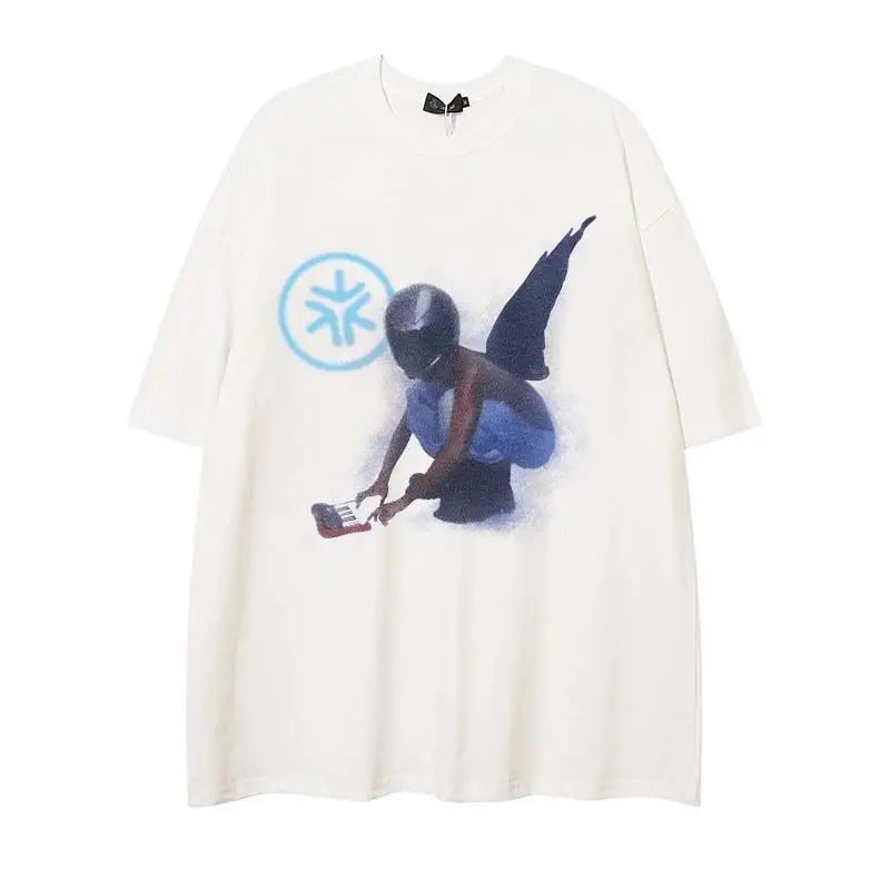 American cotton trendy brand simple letter printed T shirt summer y2k personalized loose hip hop street retro oversized T shirt Street King Limited