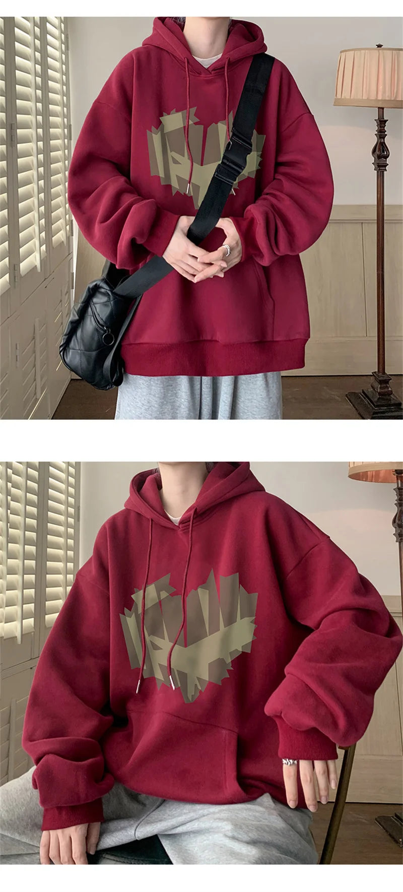 Autumn New Love Graphic Print Hoody Sweatshirts Man Hip Hop Oversized Streetwear Pullover Hoodies Y2K Vintage Casual Clothes Street King Limited