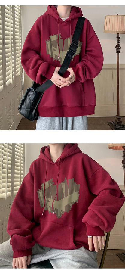 Autumn New Love Graphic Print Hoody Sweatshirts Man Hip Hop Oversized Streetwear Pullover Hoodies Y2K Vintage Casual Clothes Street King Limited