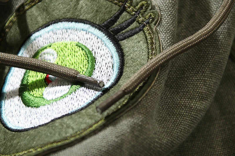 Japanese Eyes Embroidery Washed Military Green Worn Canvas Shorts for Men Summer Pockets Baggy Cargo Short Oversized Street King Limited
