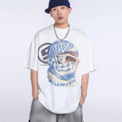 Black White Blue SAINT T-shirt Men Woman Good Quality Vintage Cartoon Pattern Printing Loose Casual Top Tees Street King Limited