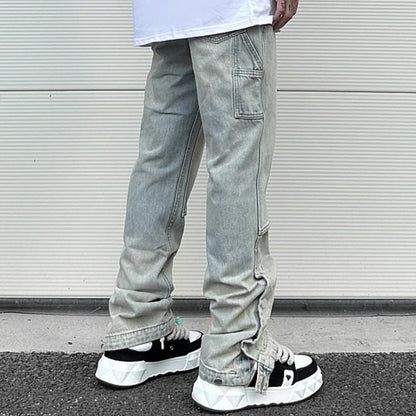 y2k side buckle washed cleanfit baggy pencil jeansfor men streetwear vibe style pantalones hombre loose casual denim trousers urban skinny jeans