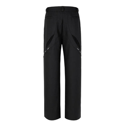 Men High Street Simple Hit Color Line Print Patch Pants Straight Oversized Special Waist Black Sweatpant Fashion Sports Pants Street King Limited