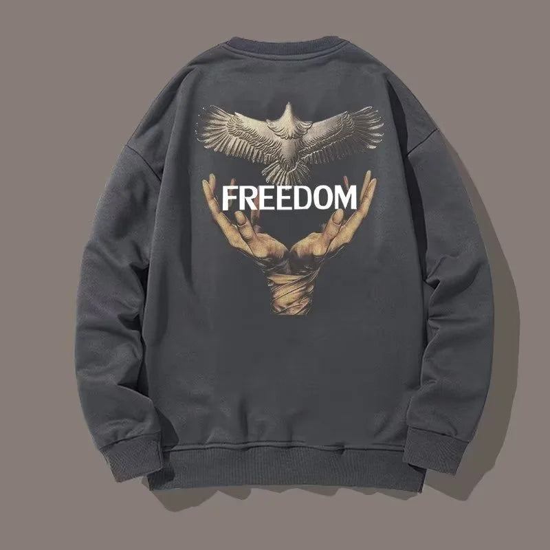 Dove Of Freedom Graphic Printed Men's Crewneck Hoodies Hip Hop Fashion Pullover Sweatshirts Hombre Y2K Streetwear Fleece Clothes Street King Limited
