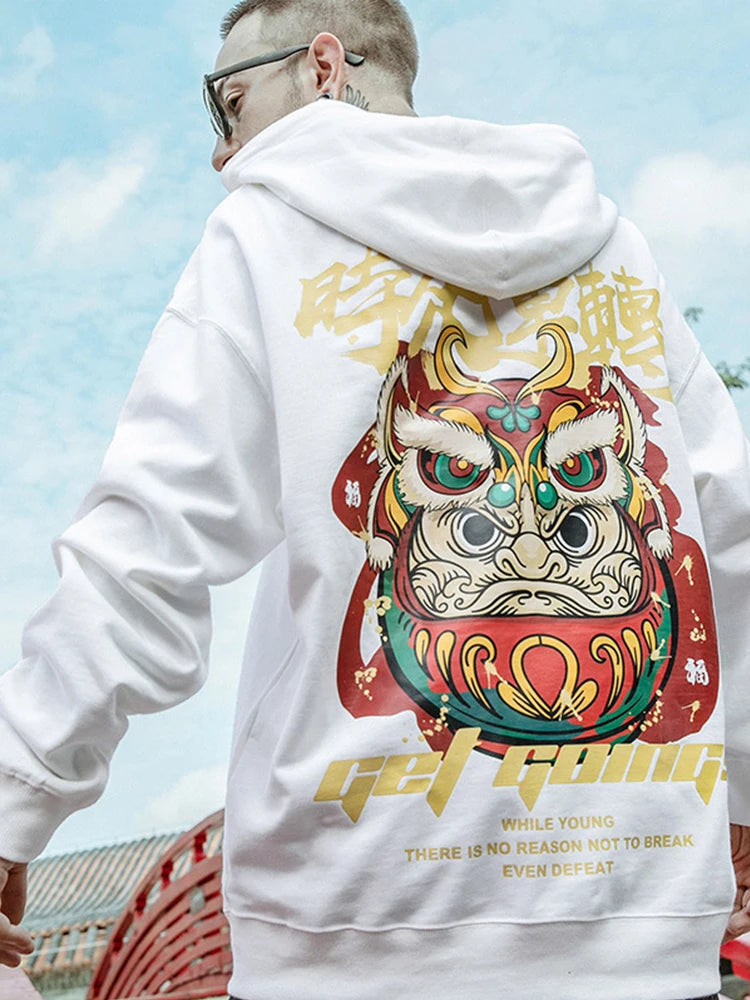 Japanese Streetwear Graphic Print Mens Hoodies Harajuku Fashion Fleece Pullovers Oversized Loose Comfortable Y2K Sweatshirts Street King Limited
