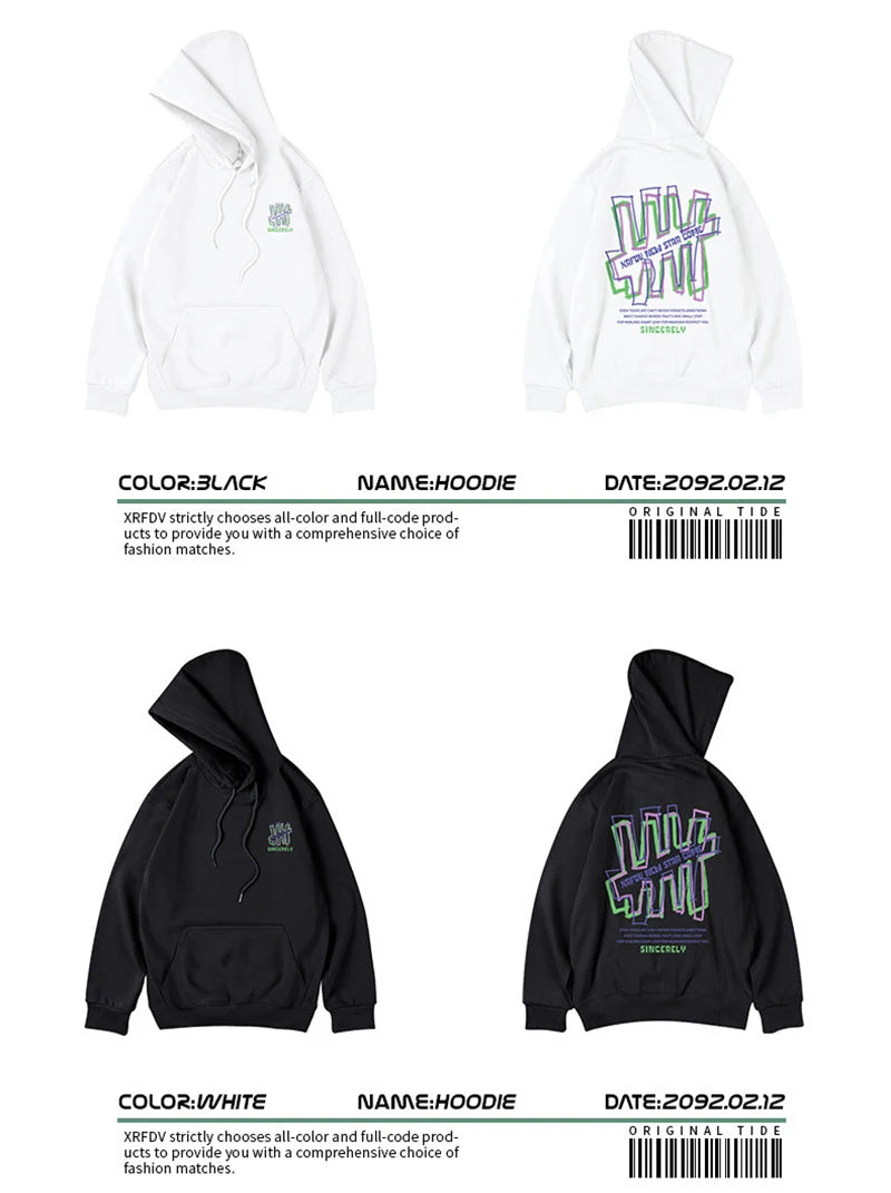 Retro Graffiti Letter Print Letter Pullover Hoodies Men's Streetwear Oversized Fleece Hooded Sweatshirts Casual Y2K Hoodie Street King Limited