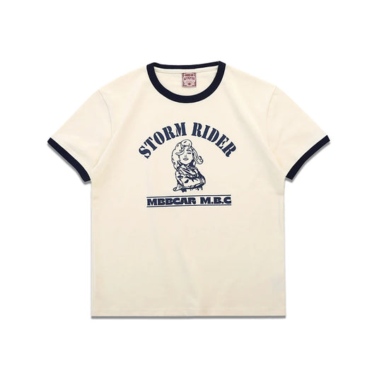 Summer Classical Monroe Retro Men's Short-sleeved T-shirt 100% Cotton Color Contrast Printing Round Neck T-shirt Street King Limited