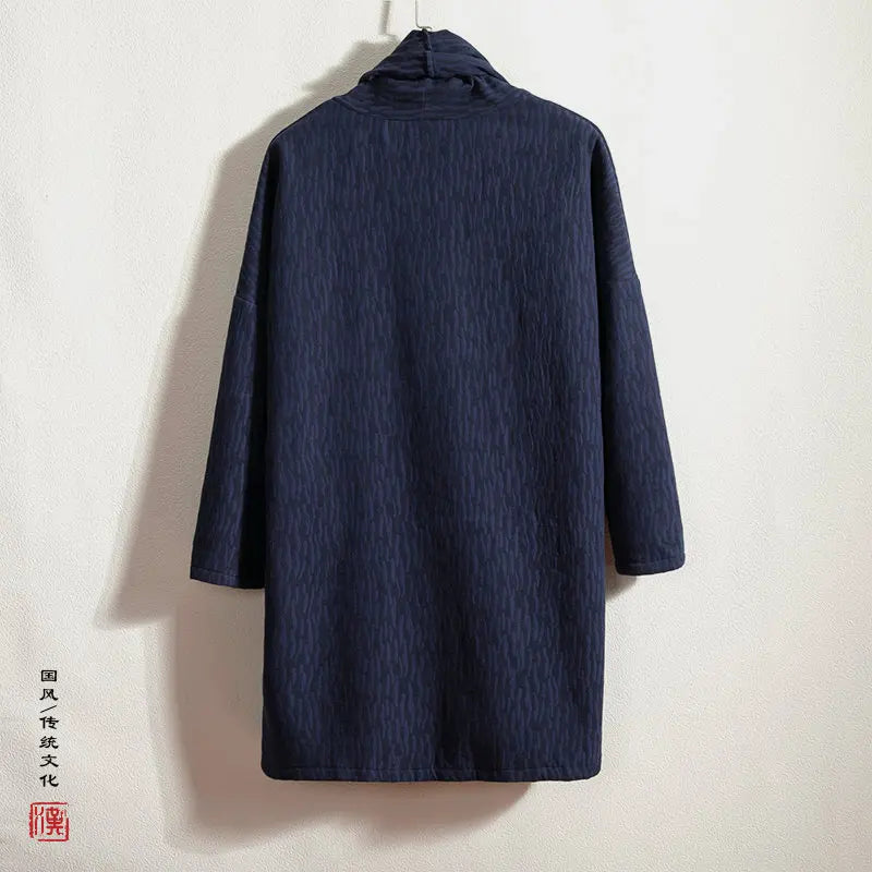 men autumn winter thick fleece liner loose casual punk gothic long cardigan trench coat streetwear kimono robe jacket outerwear unique default style 1018